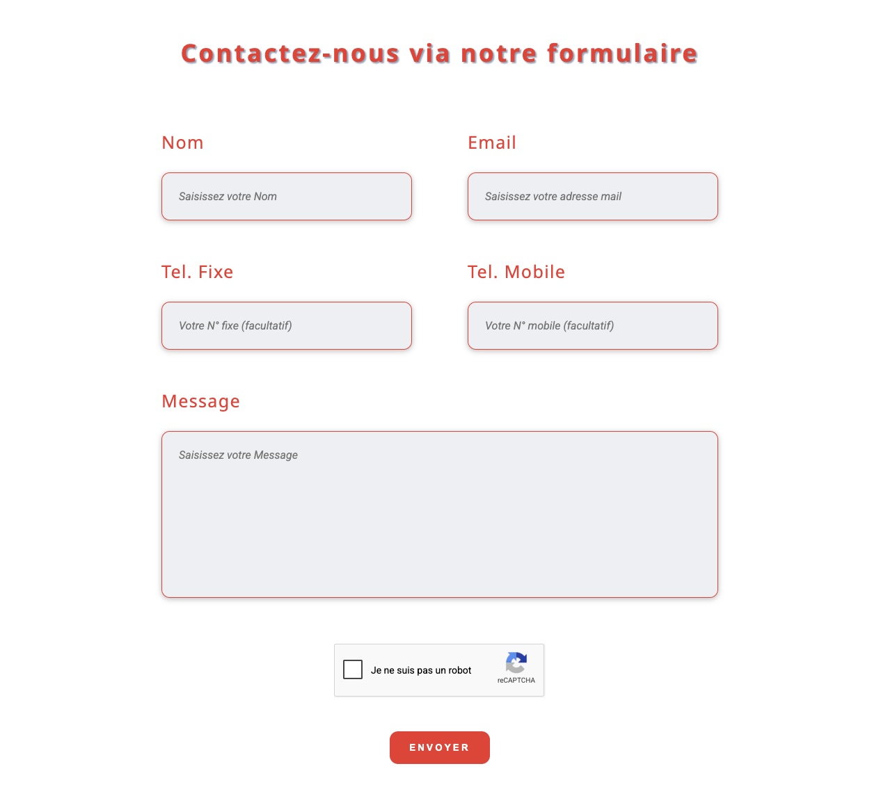 Formulaire de contact
