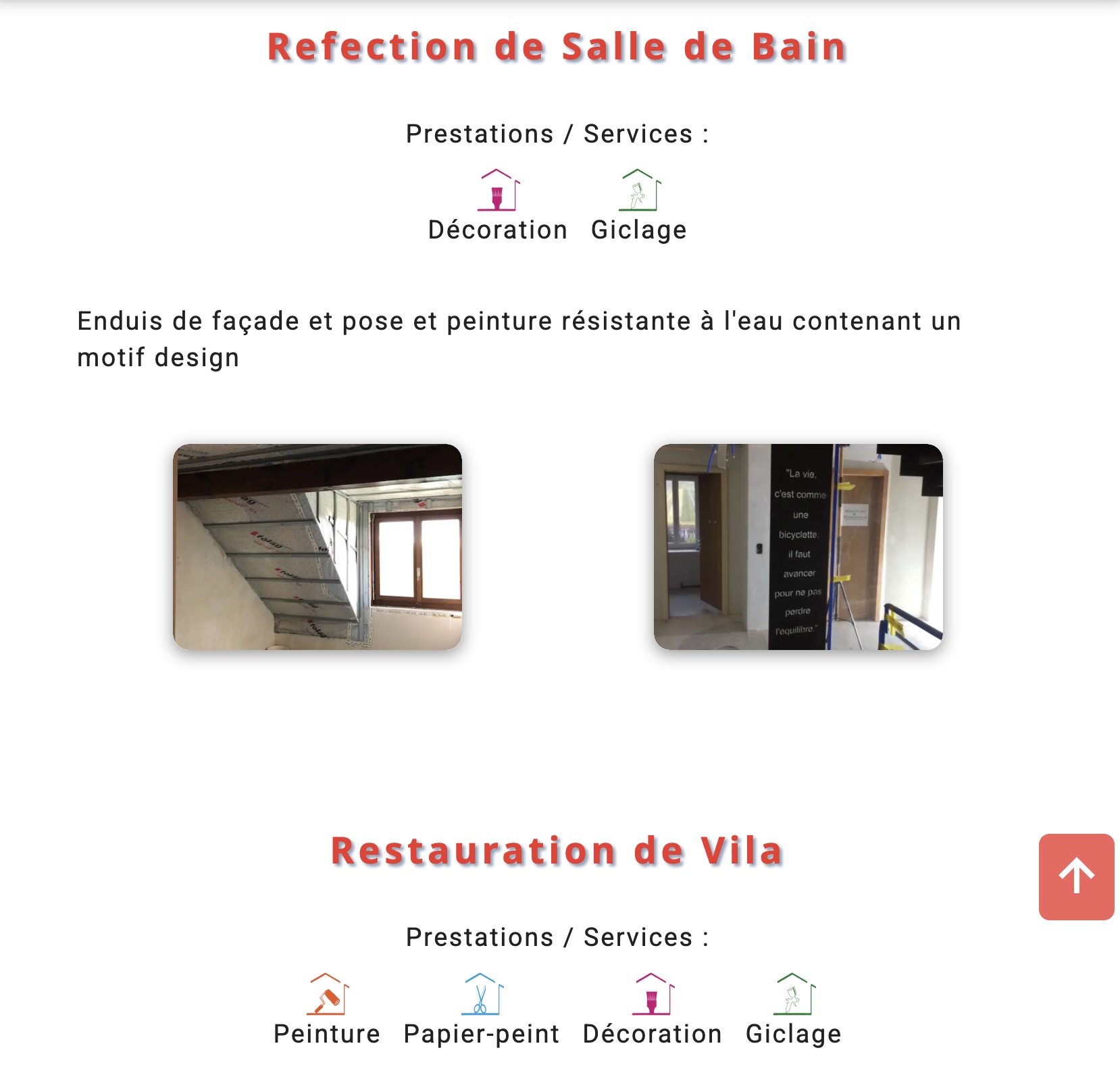 Sections de travaux